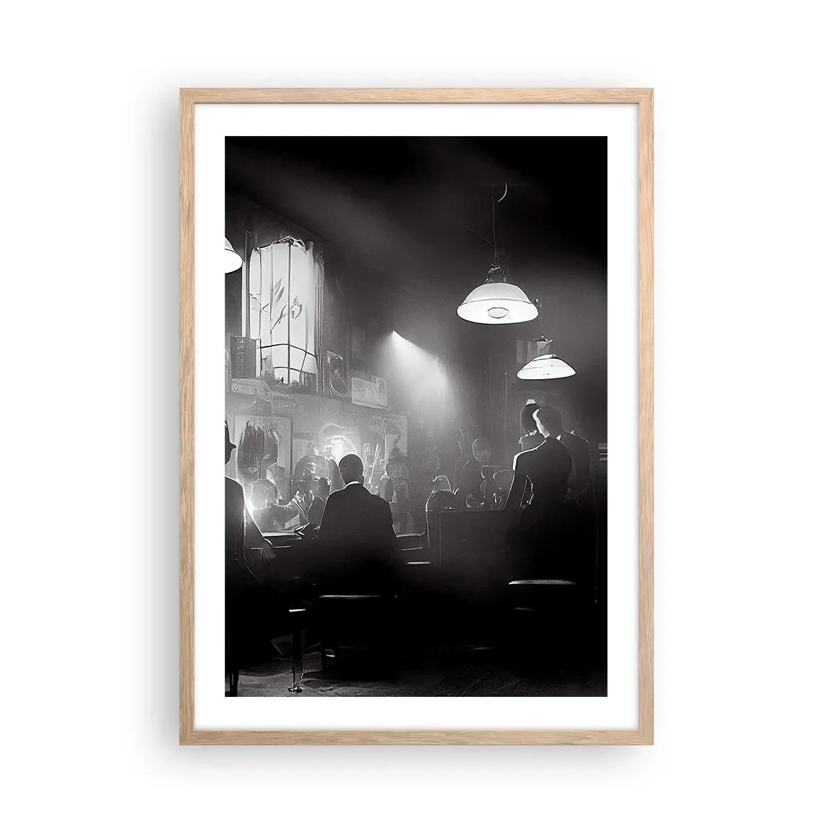 Pôster com moldura de carvalho claro - Em uma atmosfera de jazz - 50x70 cm