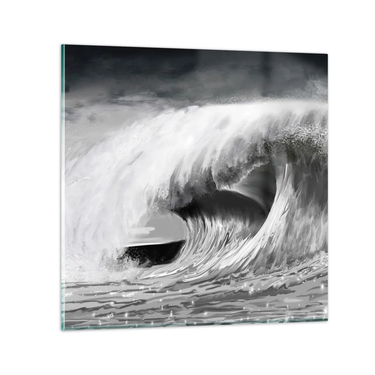 Quadro em vidro - A ira do oceano - 30x30 cm