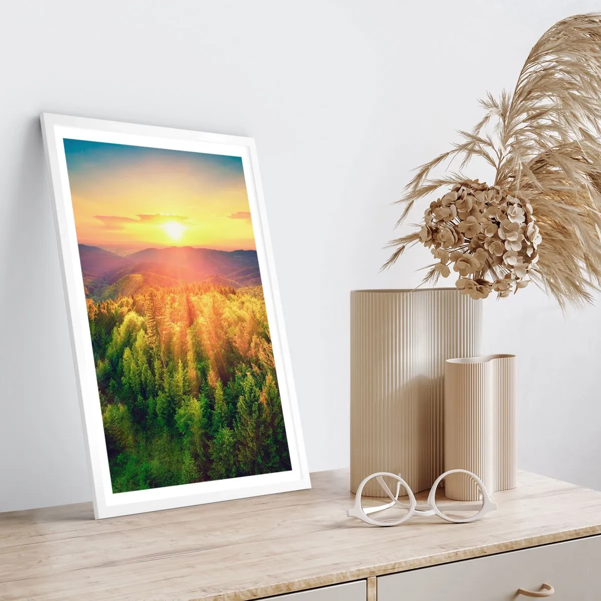 Pôster em moldura branca - Picos e cumes - 70x100 cm