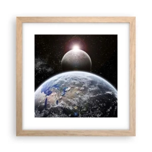 Pôster com moldura de carvalho claro - Paisagem espacial - o nascer do sol - 30x30 cm