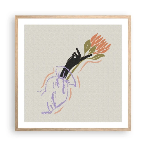 Pôster com moldura de carvalho claro - Toque fraterno - 60x60 cm