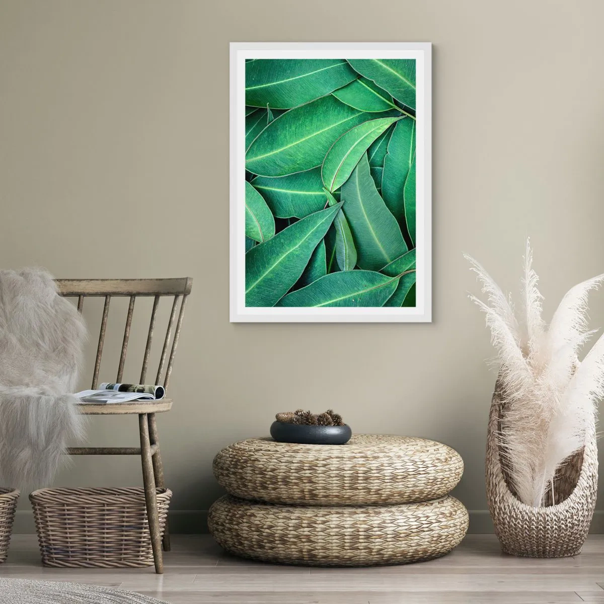 Pôster em moldura branca - Suculentas e frescas - 70x100 cm