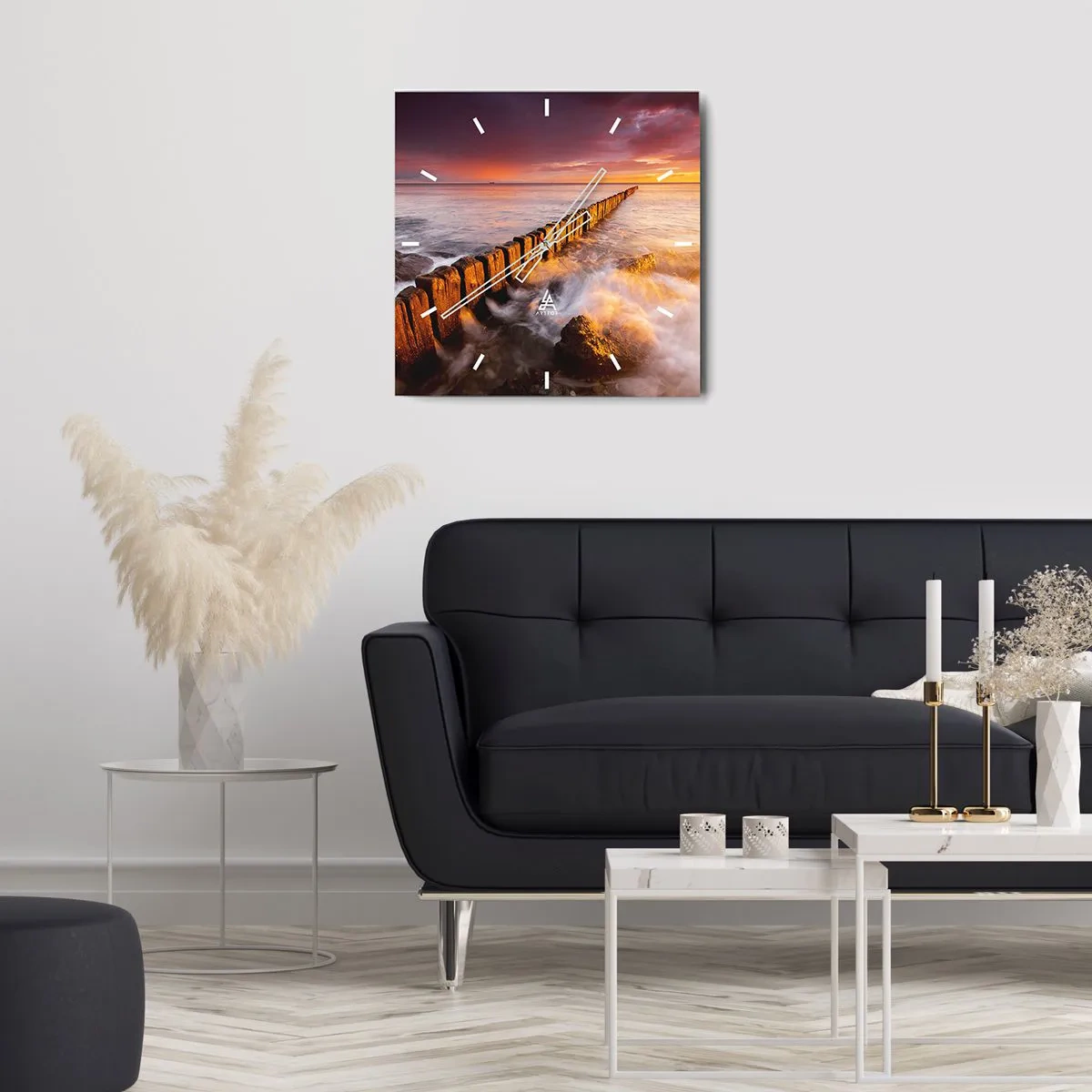 Relógio de parede - Relógio em vidro - A suavidade das ondas - 30x30 cm