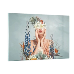Quadro em vidro - Mulher – flor - 120x80 cm