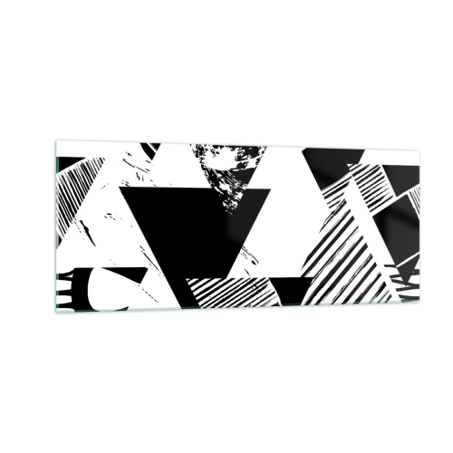 Quadro em vidro - Chuva de triângulos - 100x40 cm
