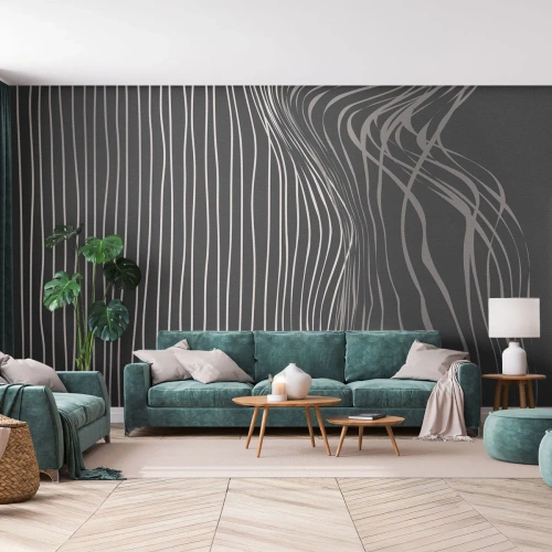 Papel de Parede Premium Sand - Ritmo e sotaque - Abstração, Pedaço, Preto e branco - 500x350 cm