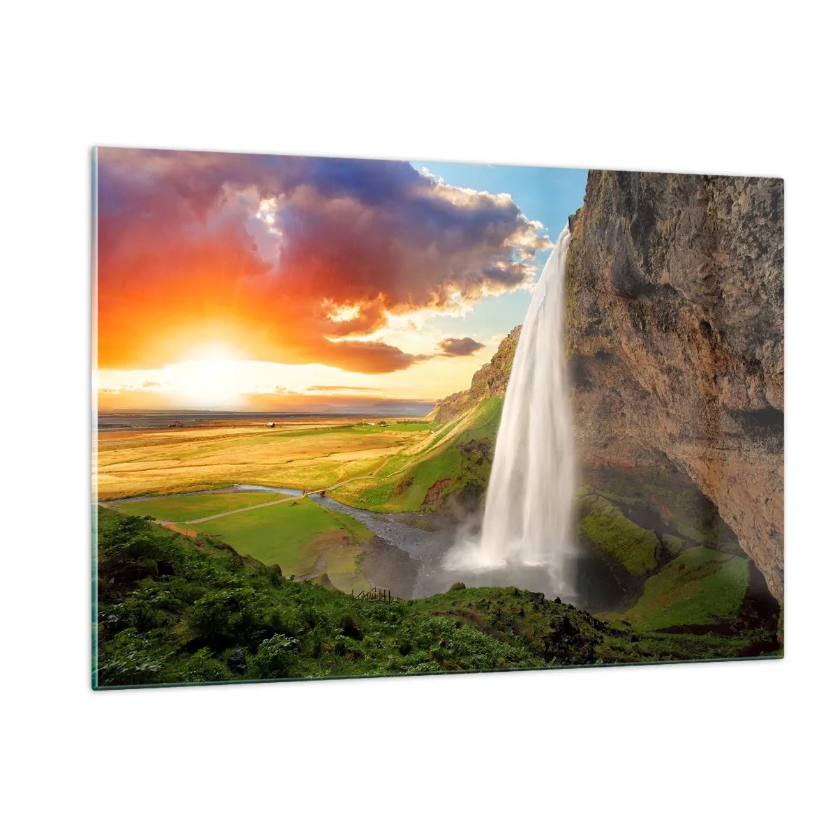 Quadro em vidro - A plenitude do Verão islandês - 120x80 cm