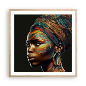 Pôster com moldura de carvalho claro - Rainha africana - 60x60 cm