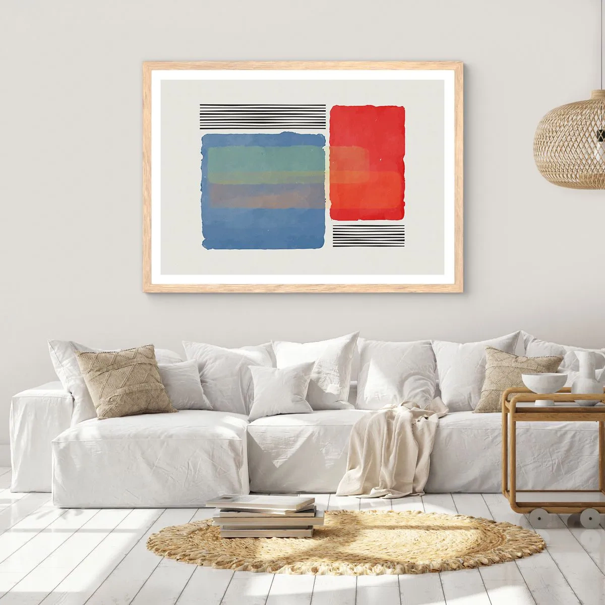 Pôster com moldura de carvalho claro - A alma da geometria - 100x70 cm