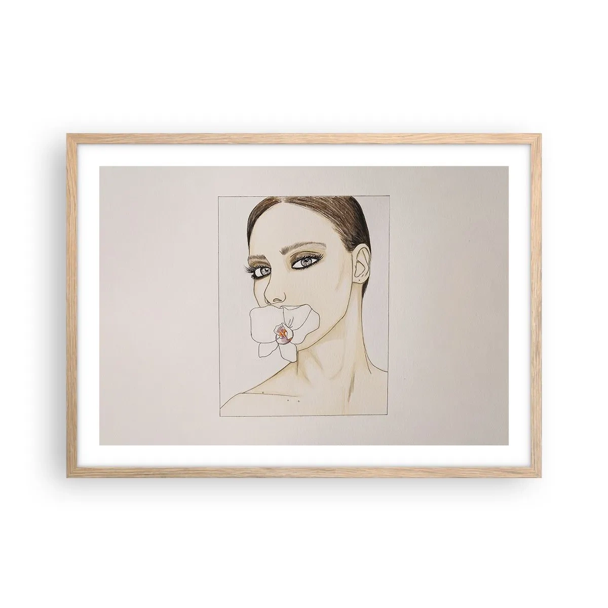 Pôster com moldura de carvalho claro - Símbolo de elegância e beleza - 70x50 cm