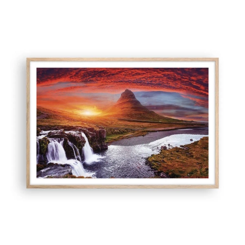 Pôster com moldura de carvalho claro - A vista da Terra Média - 91x61 cm