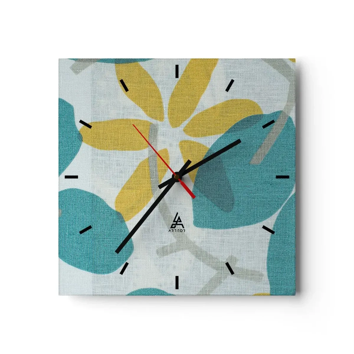 Relógio de parede - Relógio em vidro - Entre as folhas azuis - 30x30 cm