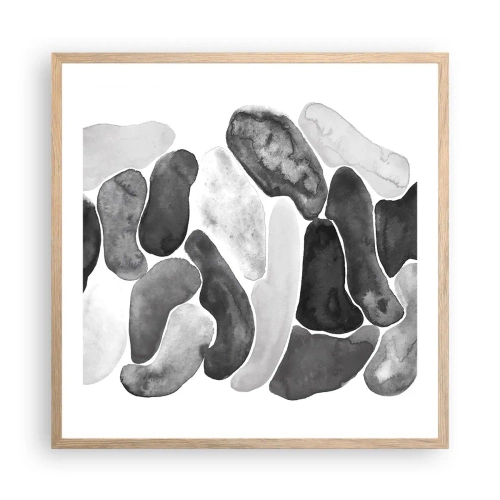 Pôster com moldura de carvalho claro - Abstração rochosa - 60x60 cm