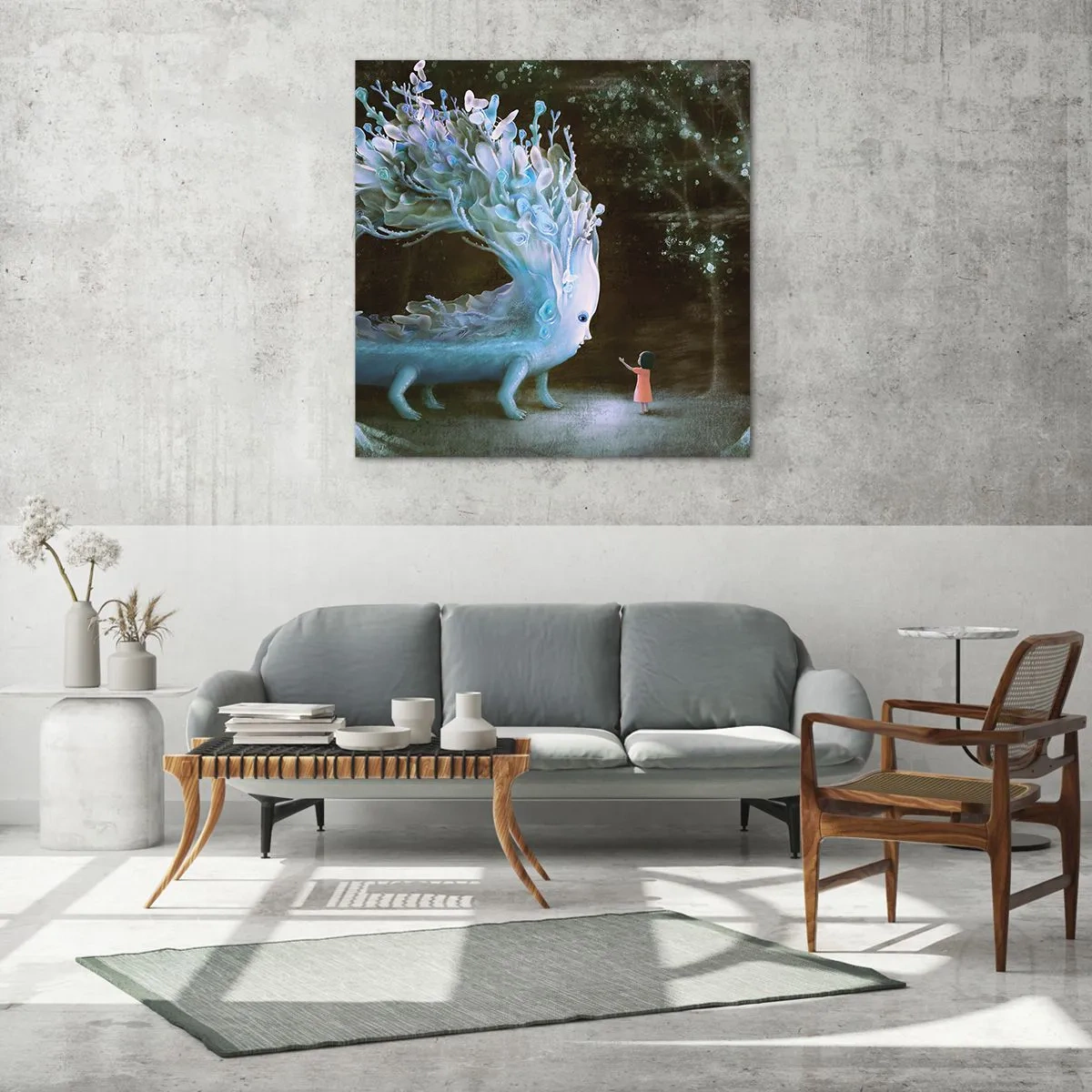 Quadro em vidro - Encontro fantástico - 70x70 cm