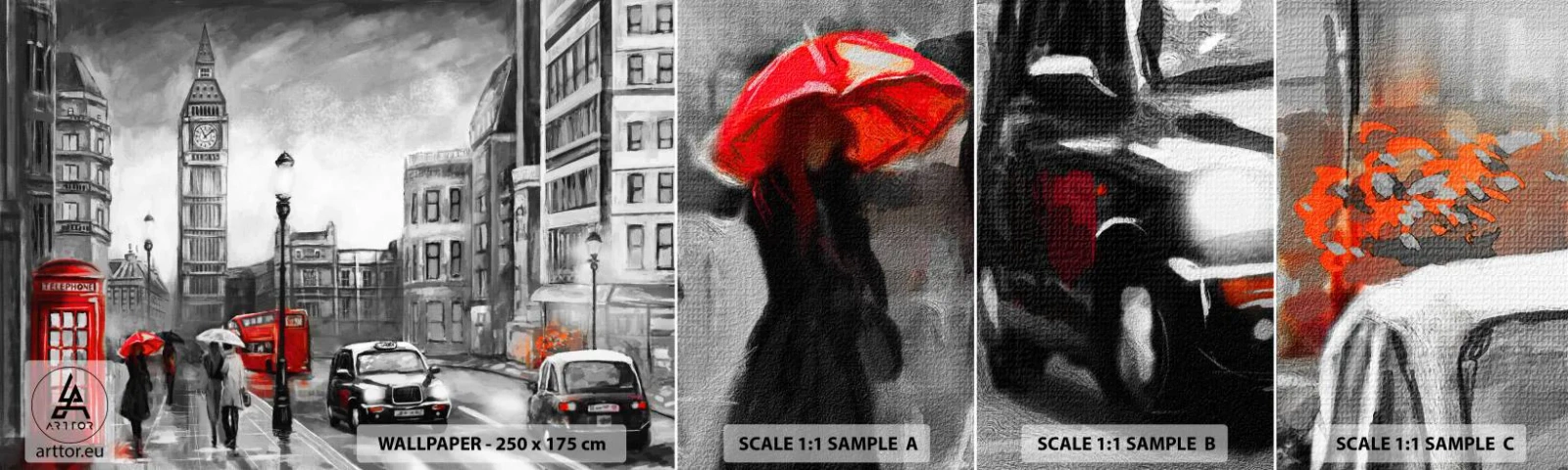 Amostra de papel de parede autocolante Deluxe Sticker - Não é uma cidade cinzenta - Londres, Cidade, Arquitetura - 100x30 cm