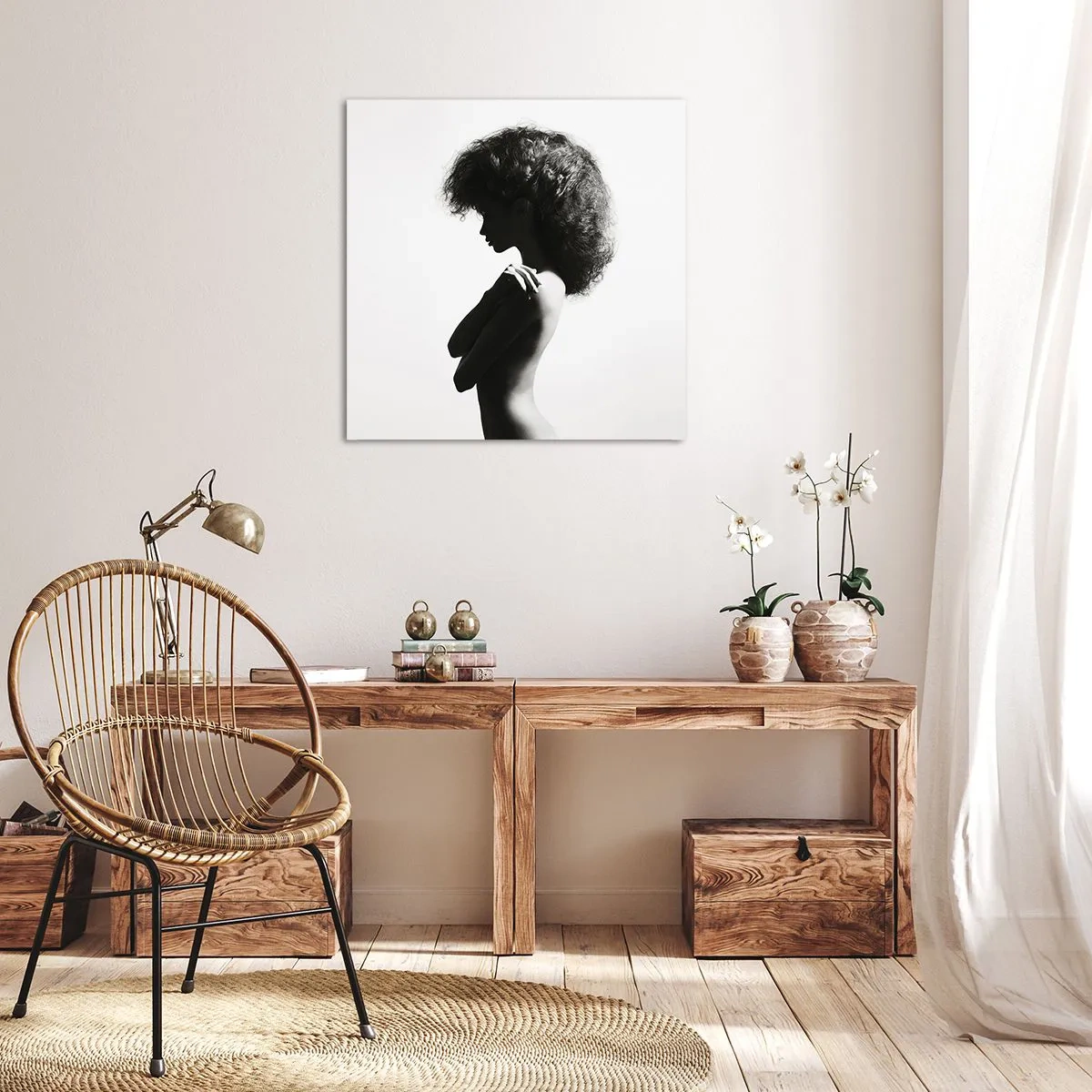 Quadro em tela - Como uma flor em um caule fino - 70x70 cm