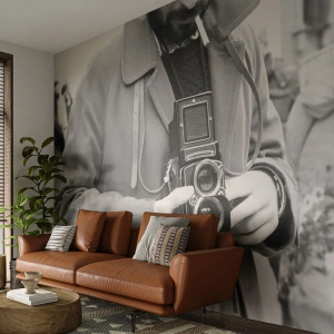 Papel de Parede Premium Sand - Estilo retro - Câmera, Vintage, Câmera - 100x70 cm