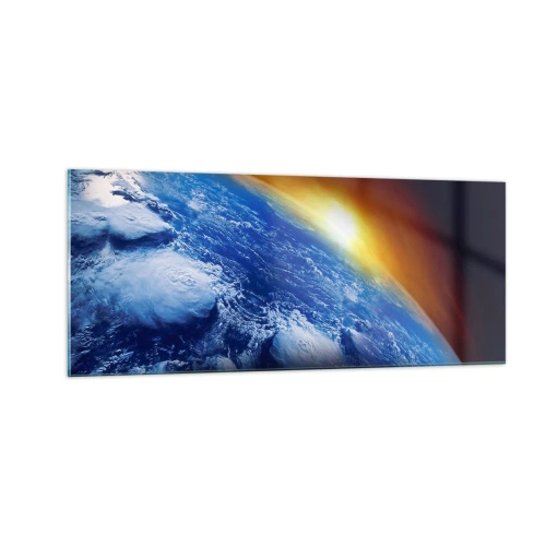 Quadro em vidro - Nascer do sol sobre o planeta azul - 100x40 cm