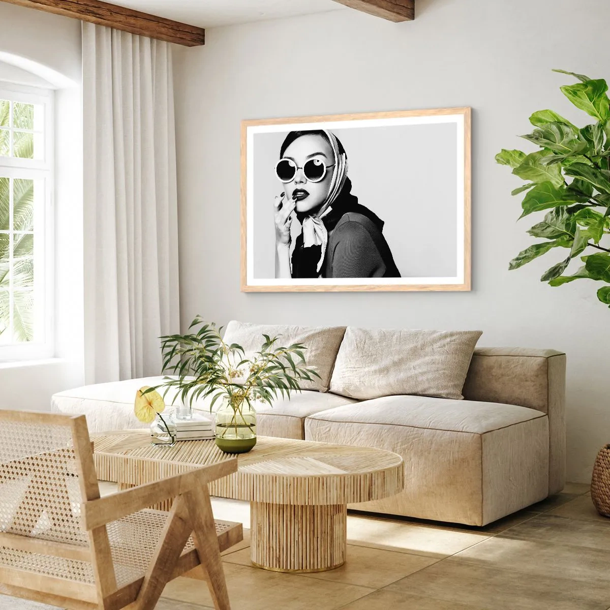 Pôster com moldura de carvalho claro - Saudações dos anos 60 - 70x50 cm