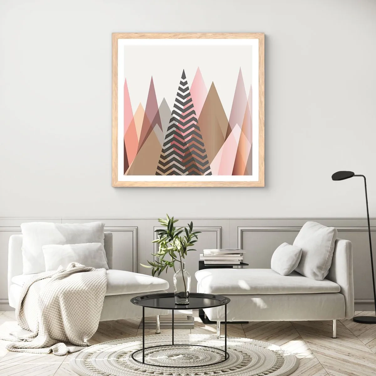 Pôster com moldura de carvalho claro - Vista piramidal - 60x60 cm