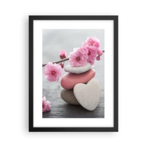 Pôster com moldura preta - Flor de cerejeira - 30x40 cm