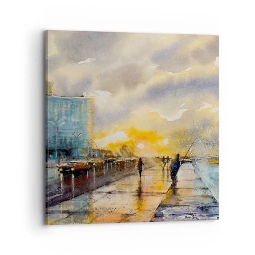 Quadro em tela - A vida na costa - 70x70 cm