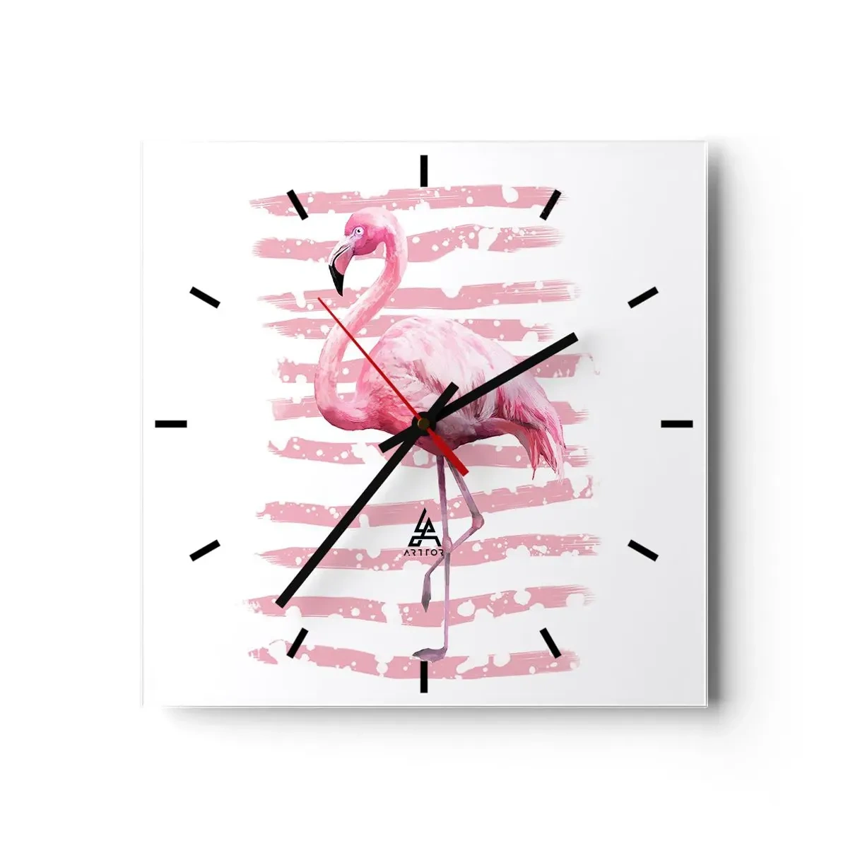 Relógio de parede - Relógio em vidro - Com dignidade, embora de rosa - 30x30 cm