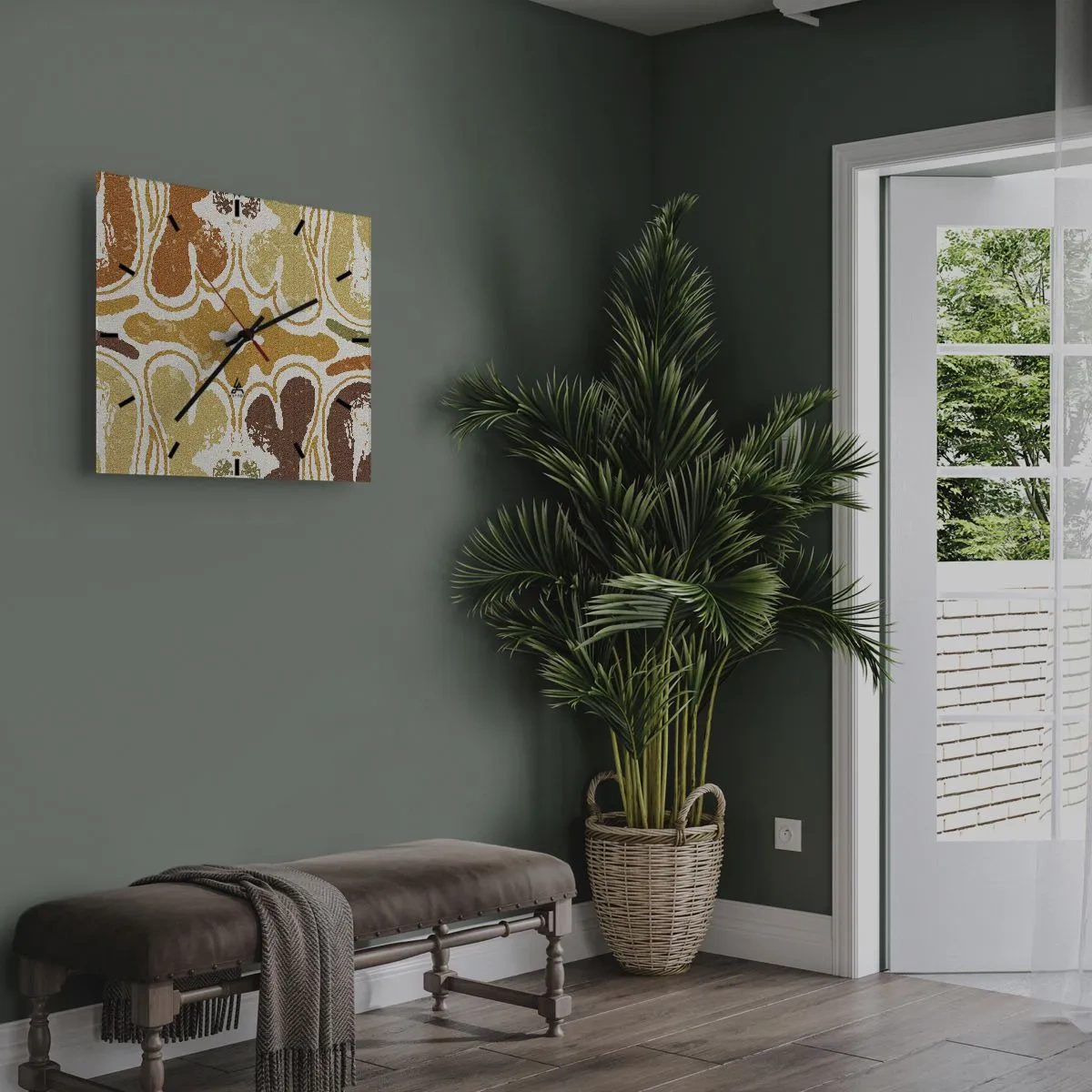 Relógio de parede - Relógio em vidro - Abstração sentimental - 30x30 cm