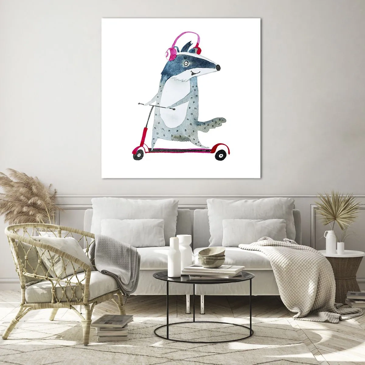 Quadro em vidro - A alegria do texugo - 70x70 cm