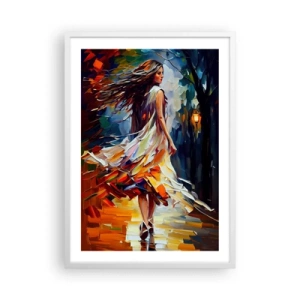Pôster em moldura branca - Garota outono - 50x70 cm