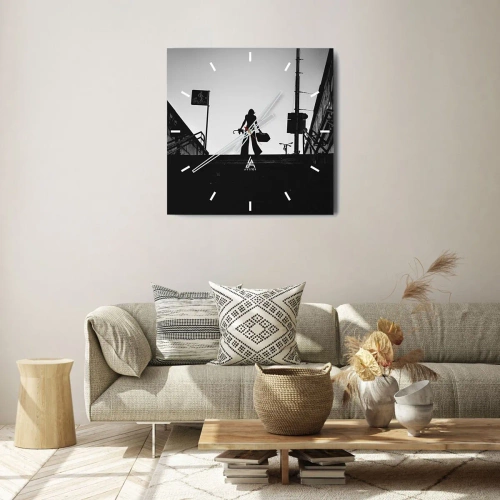 Relógio de parede - Relógio em vidro - Caminhadas urbanas - 40x40 cm