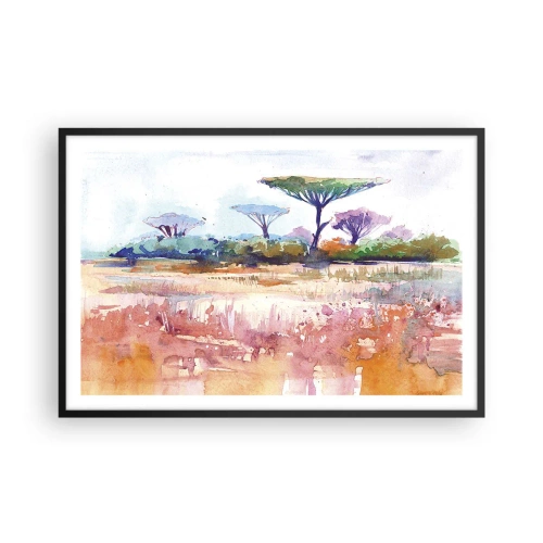 Pôster com moldura preta - Cores da savana - 91x61 cm