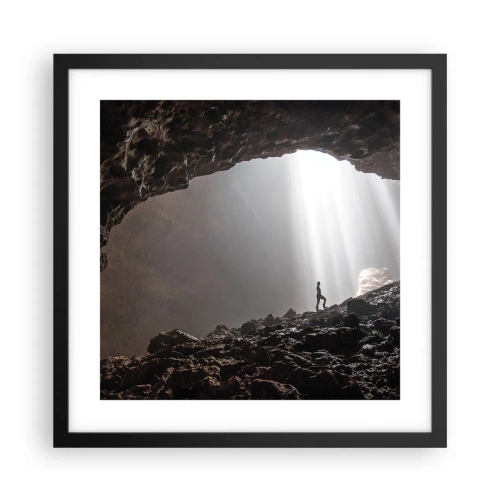 Pôster com moldura preta - Gruta luminosa - 40x40 cm