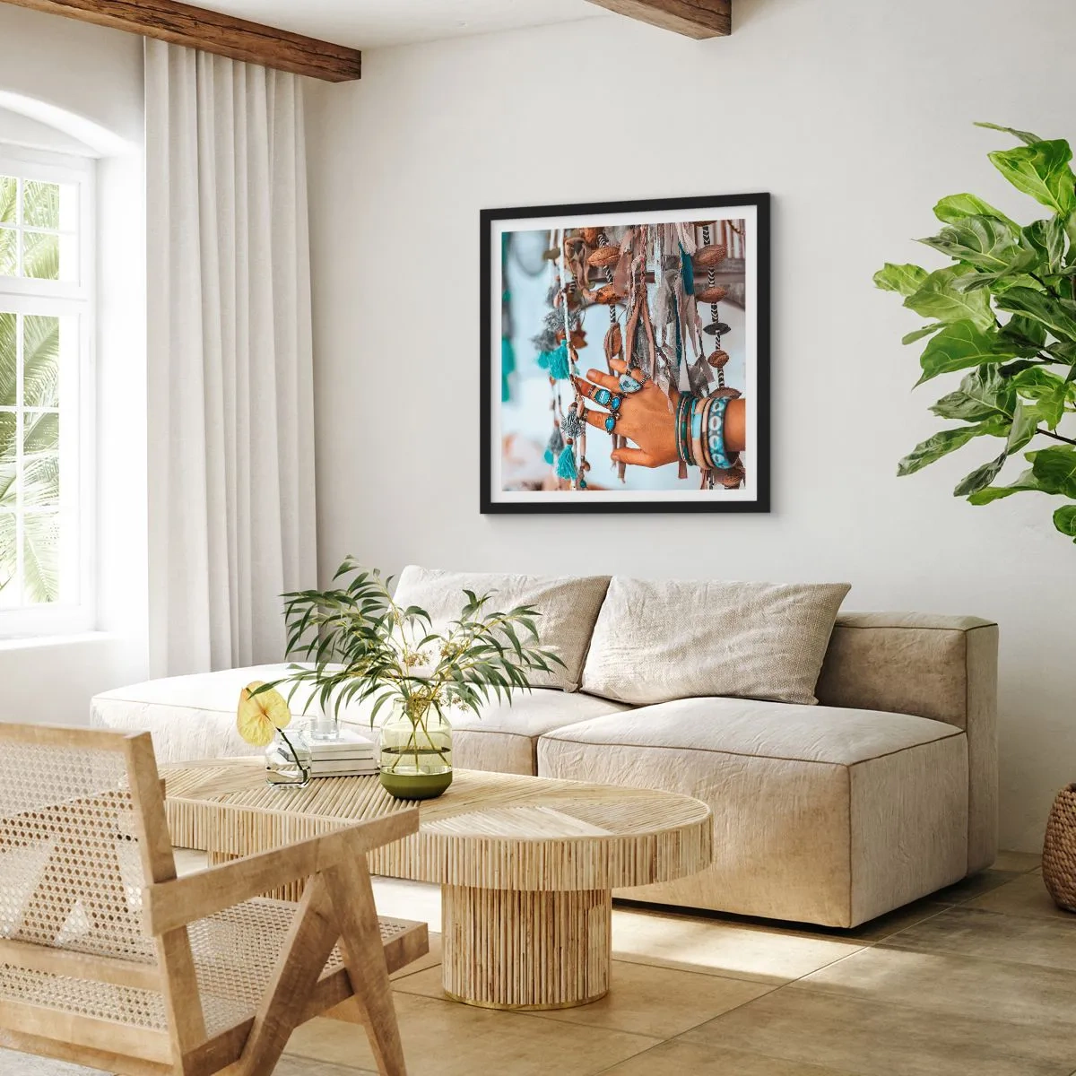 Pôster com moldura preta - Tesouros locais - 60x60 cm