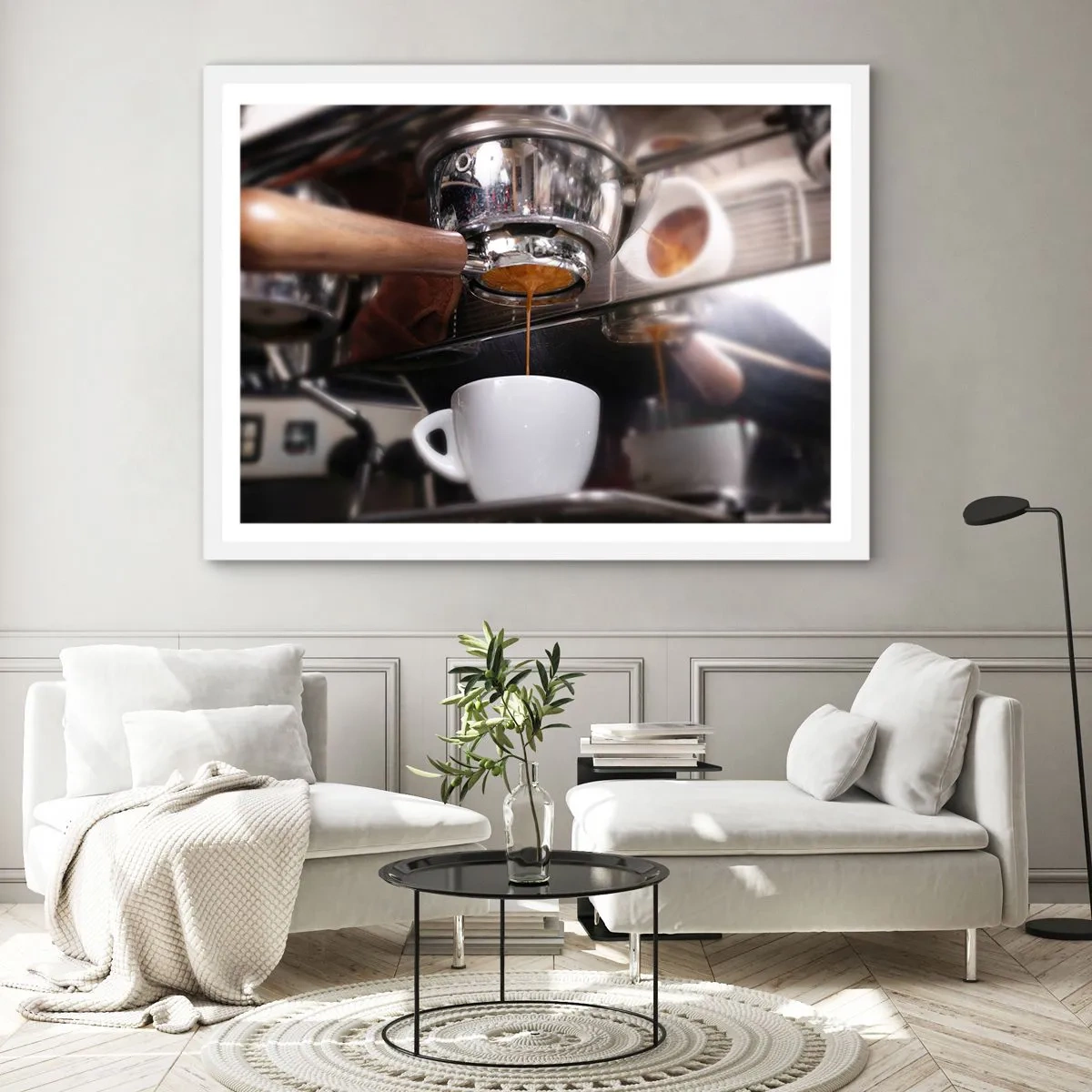 Pôster em moldura branca - Boa hora do dia - 91x61 cm