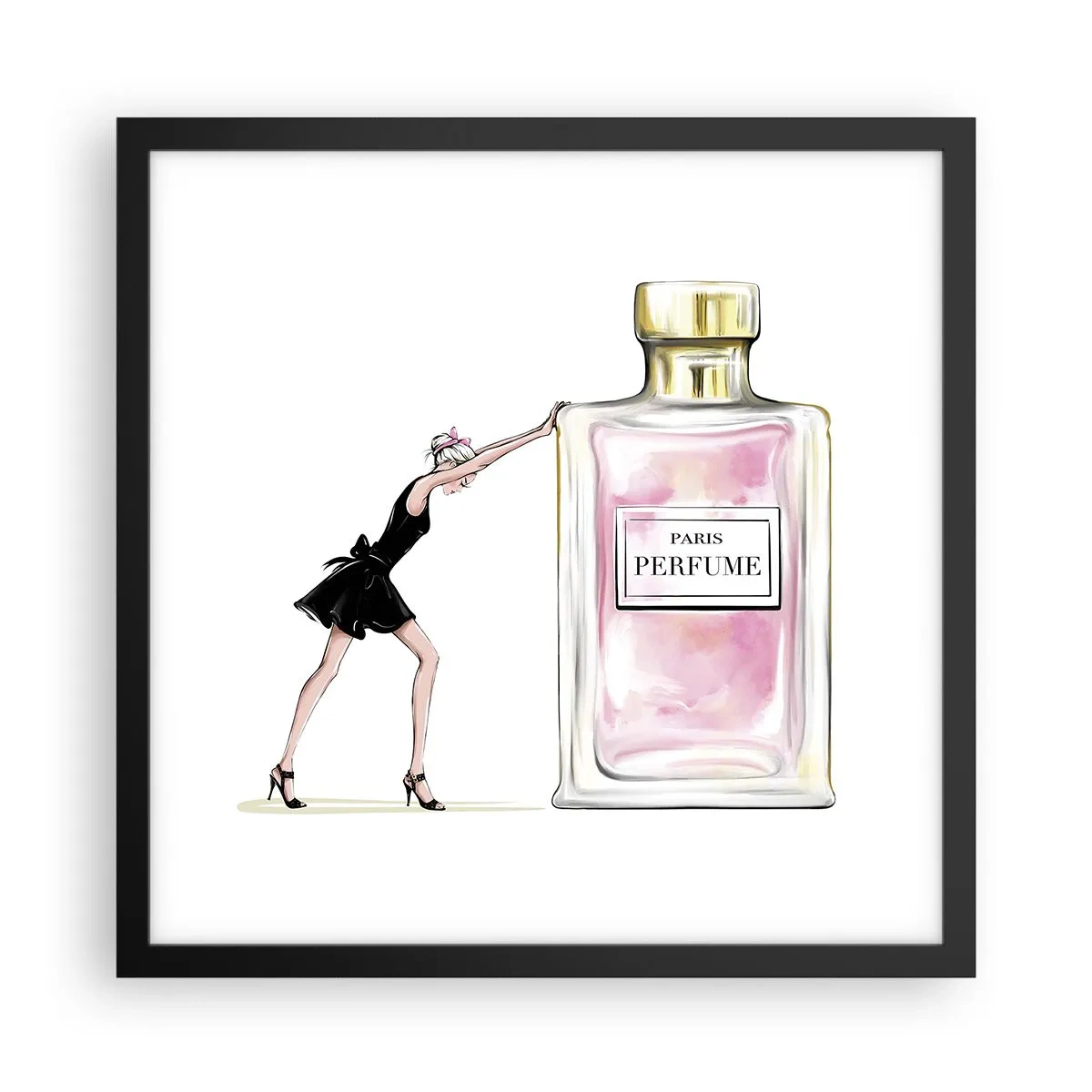 Pôster com moldura preta - A essência da feminilidade - 40x40 cm