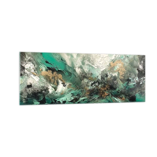 Quadro em vidro - Surf esmeralda e preto - 140x50 cm