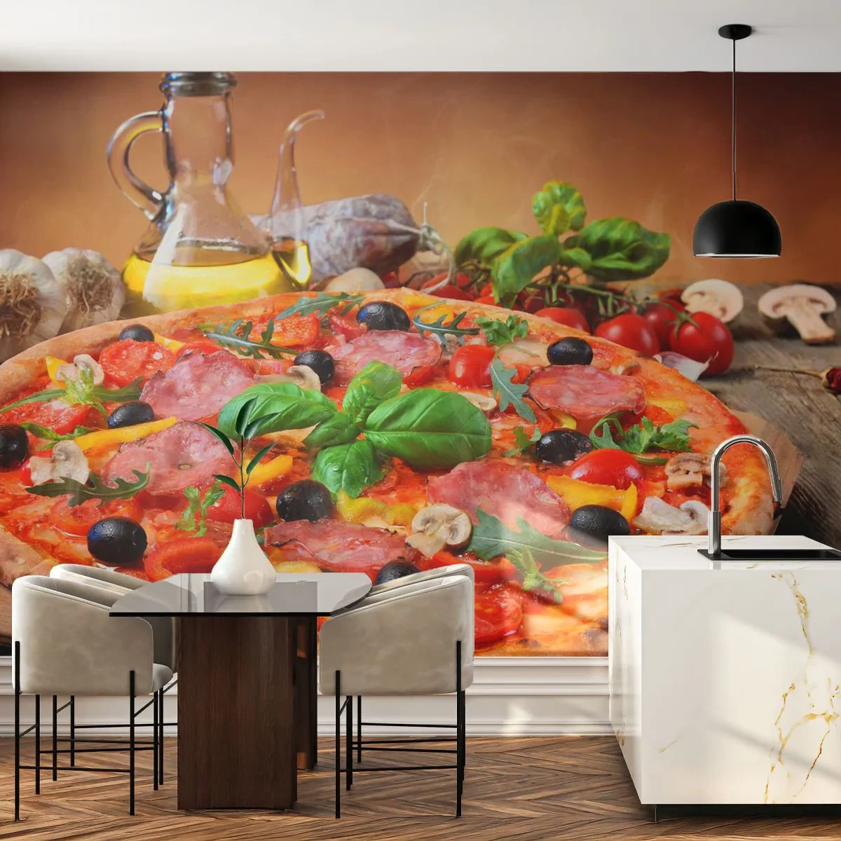Papel de Parede Premium Sand - Com um sabor verdadeiramente italiano - Gastronomia, pizza, Itália - 200x140 cm