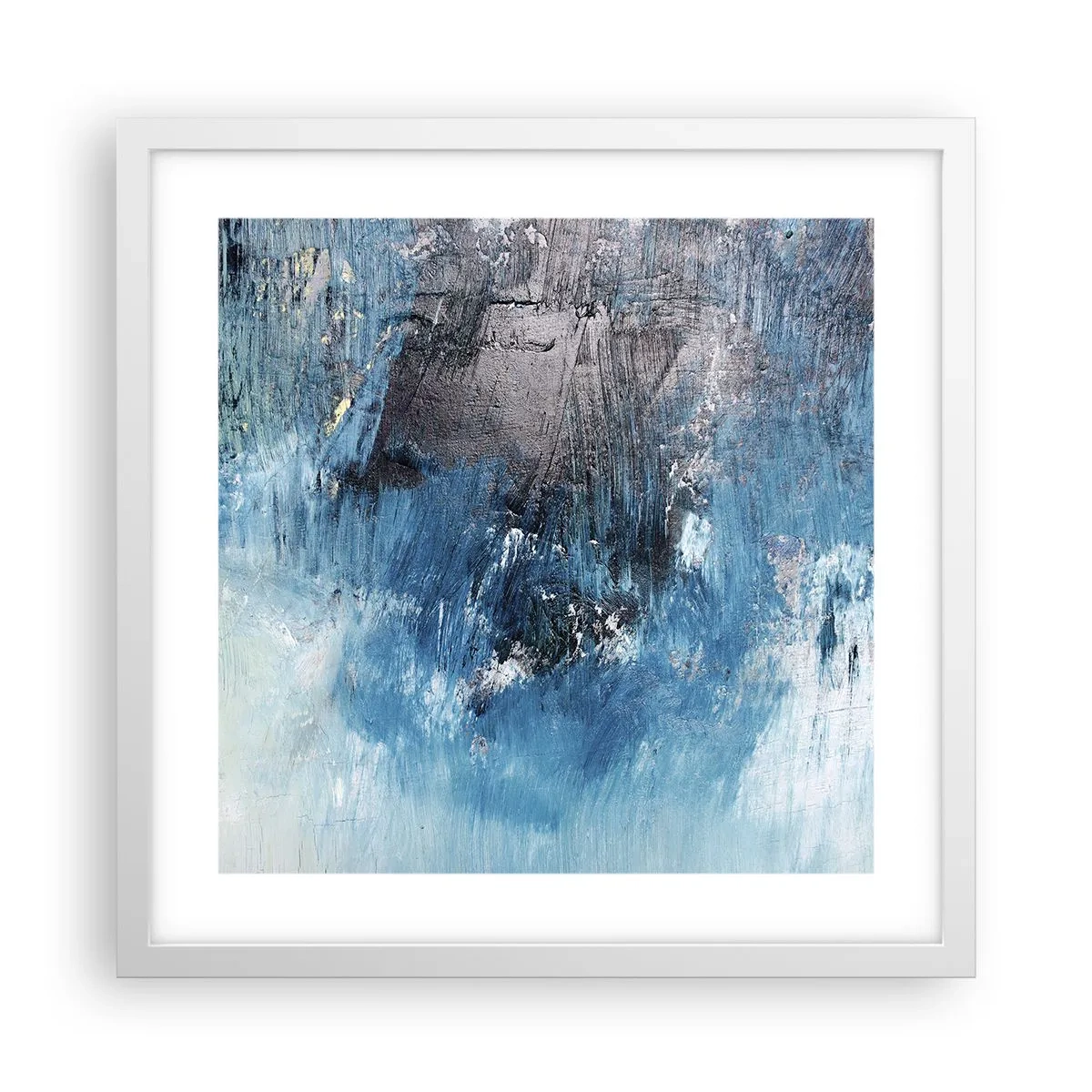 Pôster em moldura branca - Rapsódia em azul - 40x40 cm