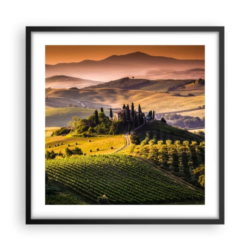Pôster com moldura preta - Arcádia - Paisagem toscana - 50x50 cm