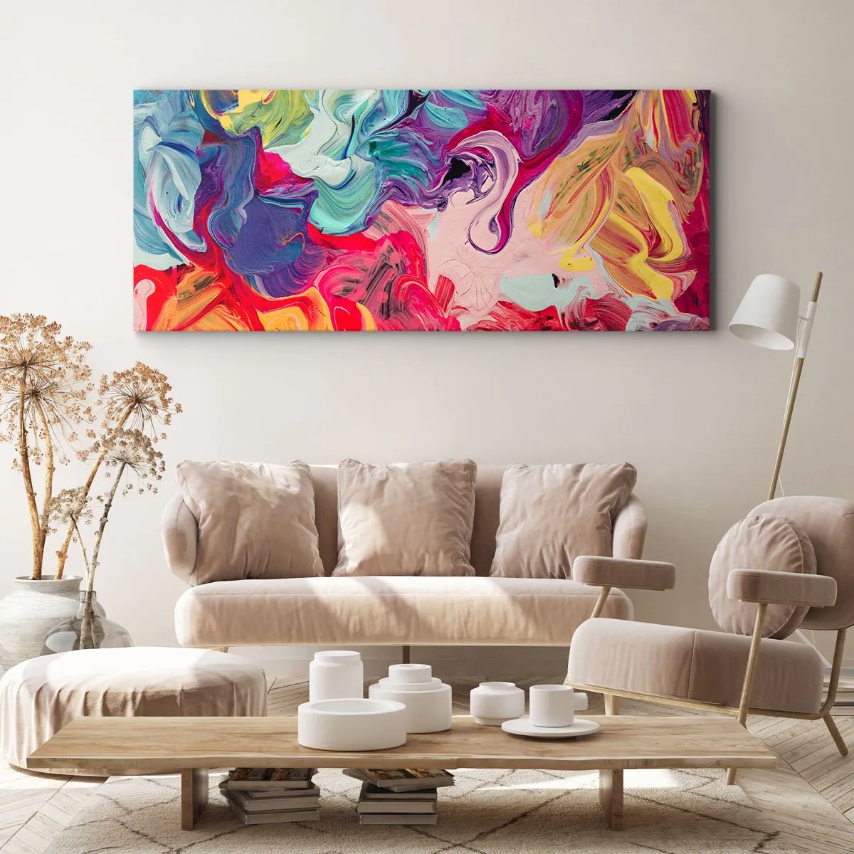 Quadro em tela - O nascimento das cores - 100x40 cm