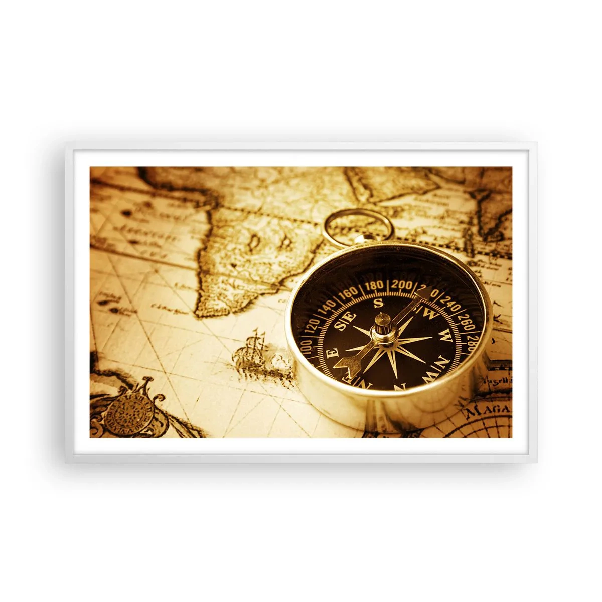 Pôster em moldura branca - Oriente ou Ocidente? - 91x61 cm