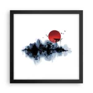 Pôster com moldura preta - Vista japonesa - 30x30 cm