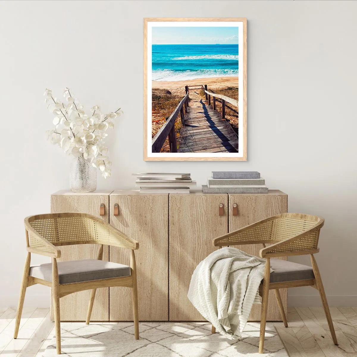 Pôster com moldura de carvalho claro - Corra! - 61x91 cm