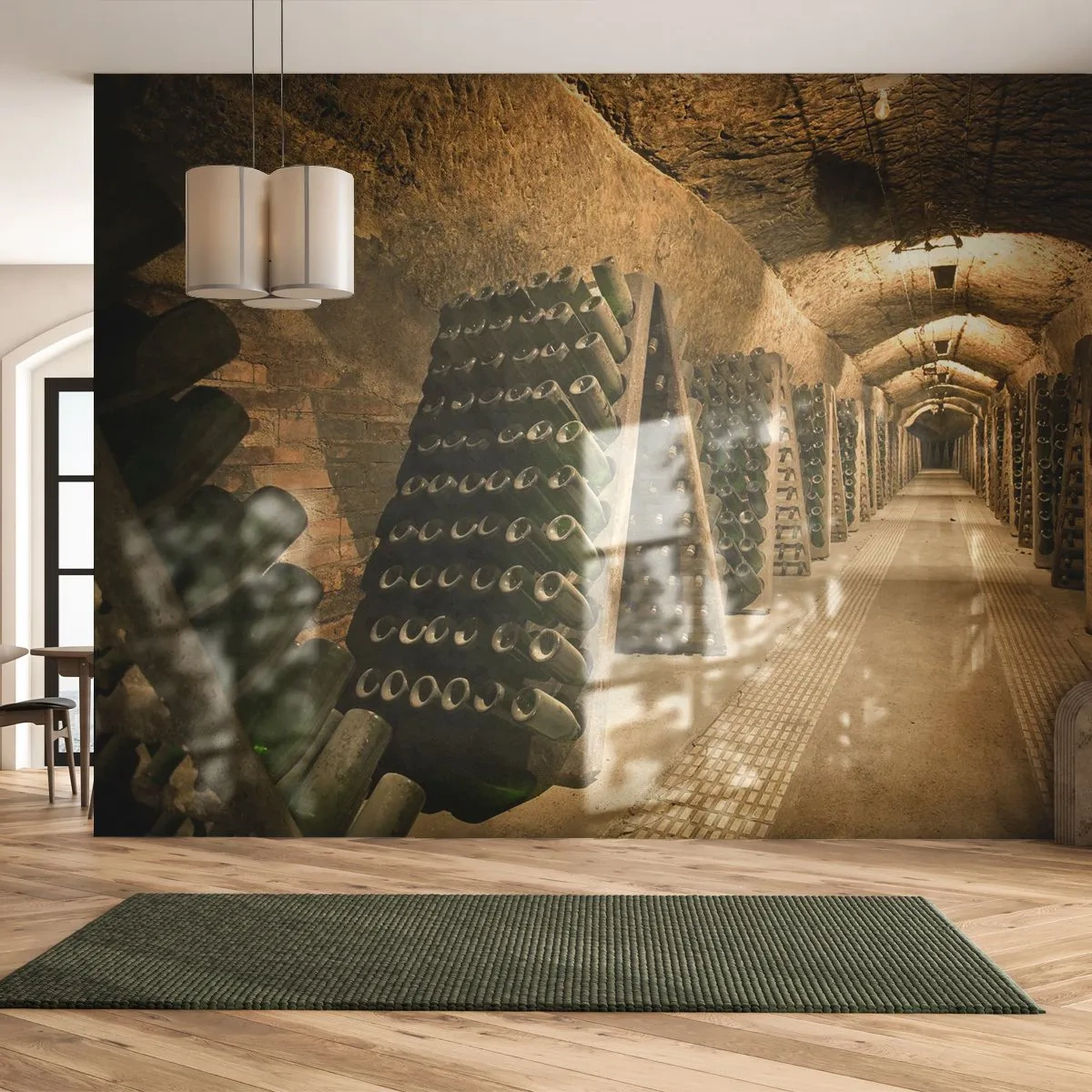 Papel de Parede Autocolante Deluxe Sticker - O nascimento do sabor - Gastronomia, Uma garrafa de vinho, Adega - 250x175 cm