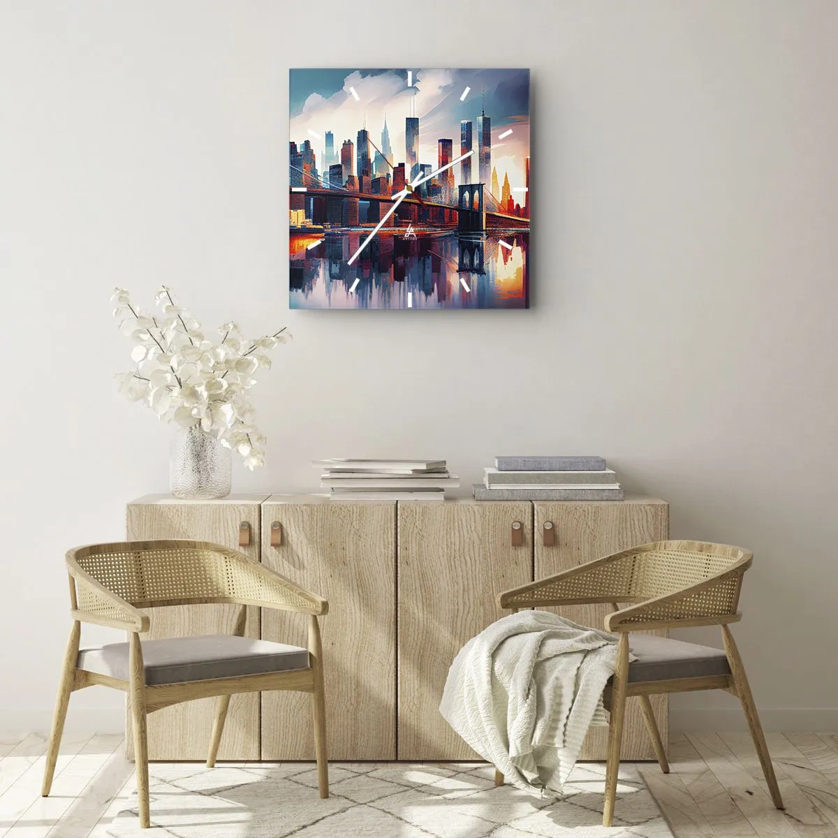 Relógio de parede - Relógio em vidro - Nova York dos sonhos - 40x40 cm