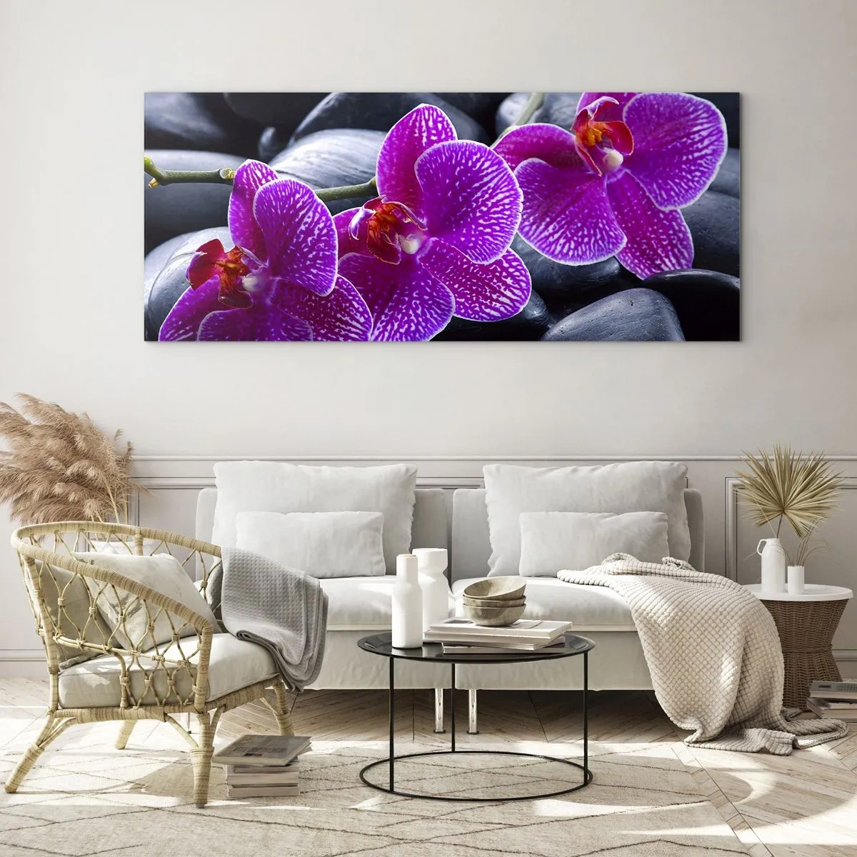 Quadro em vidro - As pedras de iluminaram de deleite - 90x30 cm