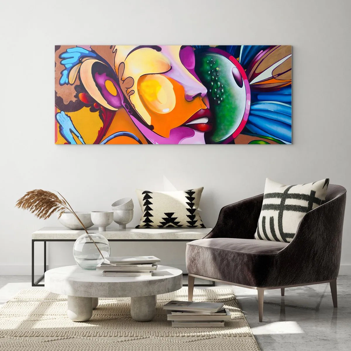 Quadro em vidro - Toque de cor - 100x40 cm
