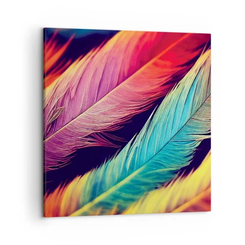 Quadro em tela - Arco-íris emplumado - 50x50 cm