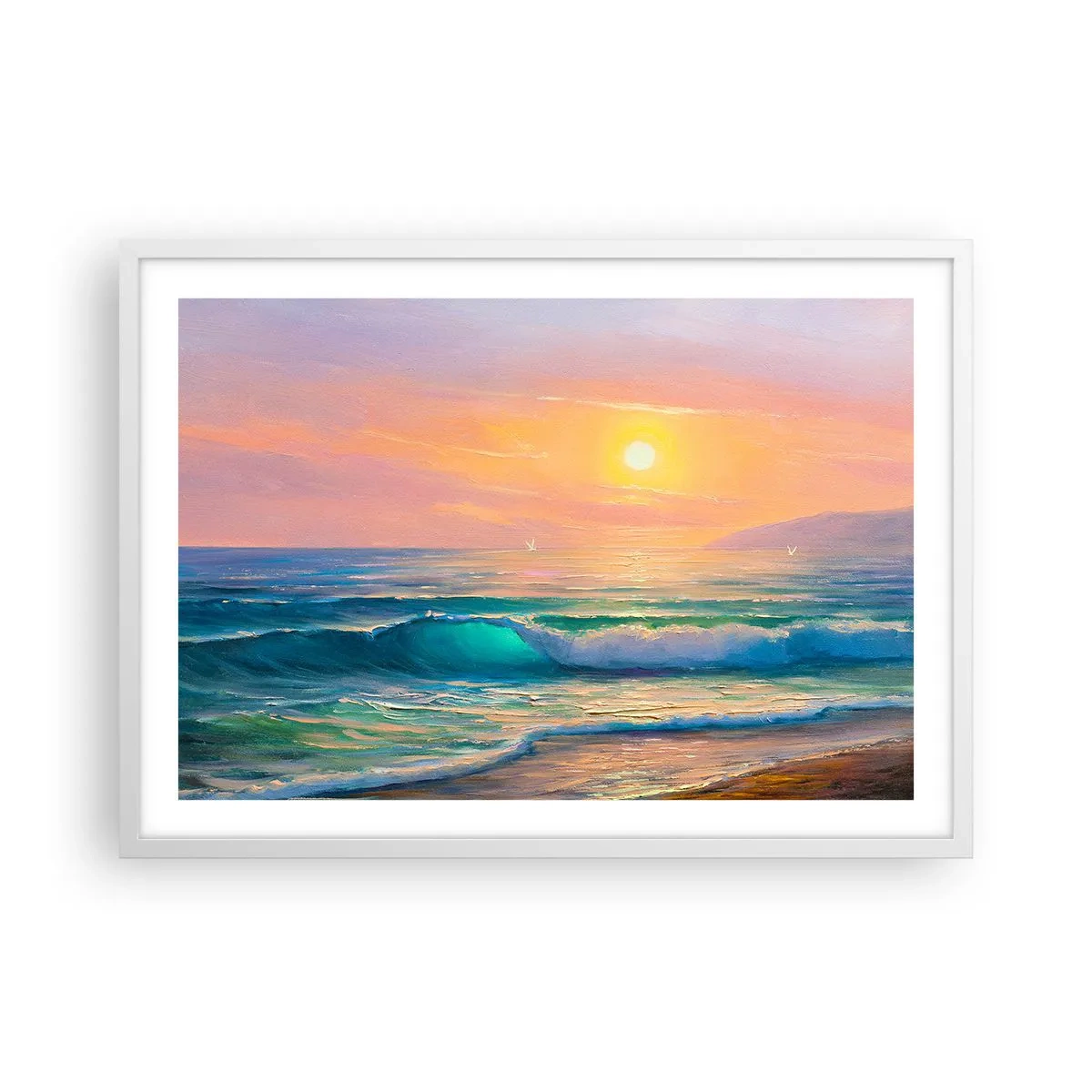 Pôster em moldura branca - O canto turquesa das ondas - 70x50 cm